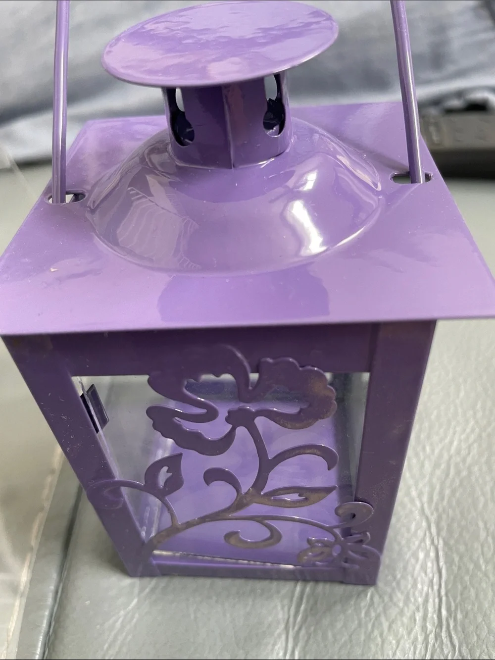 Decorative Purple Metal Lanterns Set - Home Accents great for outside or inside